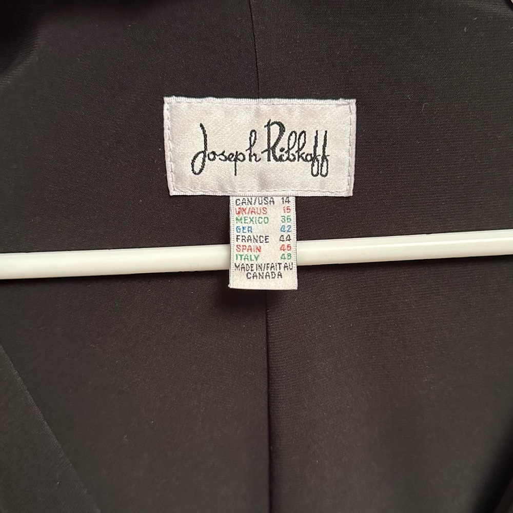 Joseph Ribkoff Faux Wrap Black Dress Womens Size 14 Long Sleeve Cowl Neckline - Picture 2 of 6